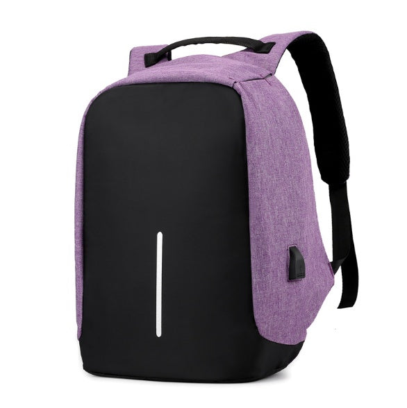 Multi-Functional Water Resistant USB Charging Computer Notebook Backpack Bag Purple