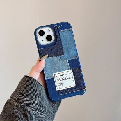 Fresh Arrivals at Buy Center: Simple Denim Canvas Stitching Phone Case Blue Denim Stitching