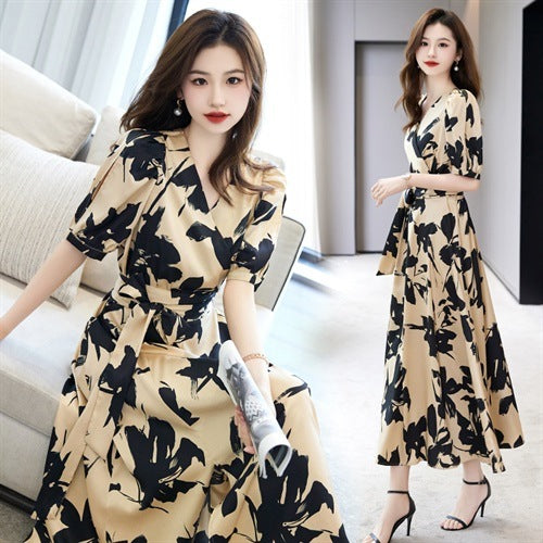 Fashion V-neck Printed Short Sleeve Dress Women Buy Center