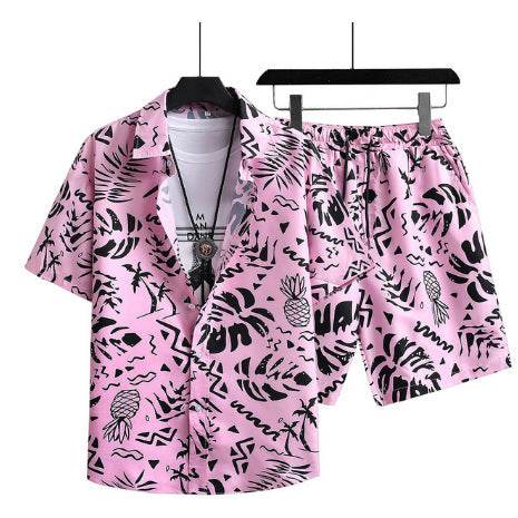 Traje informal para hombre con estampado digital 3D, camisa de manga corta, traje hawaiano