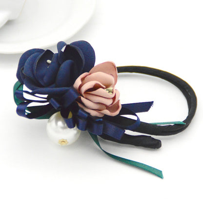 Now Available at Buy Center: aBun Hair Half Bun Pearl Flower Hair Plate Hair Elastic Korean Styling Headdress Hair Accessories Blue