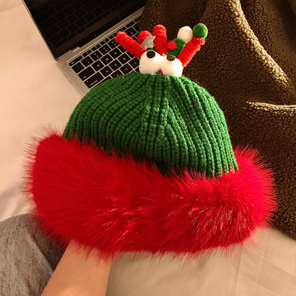 Cute Christmas Antlers Plush Bonnet Children Buy Center