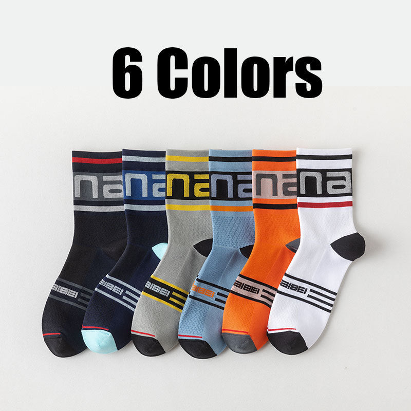 6 Pairs Men Athletic Socks Cushion Running Socks Performance Breathable Crew Socks Outdoor Sports Socks For Fitness Cycling