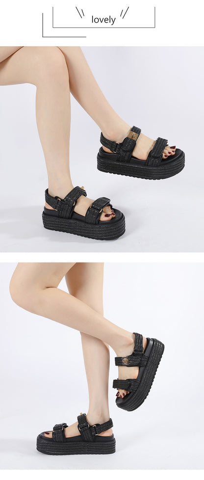 Hot New Items at Buy Center: Women's Summer Open Toed Woven Hollowed Flat Sandals