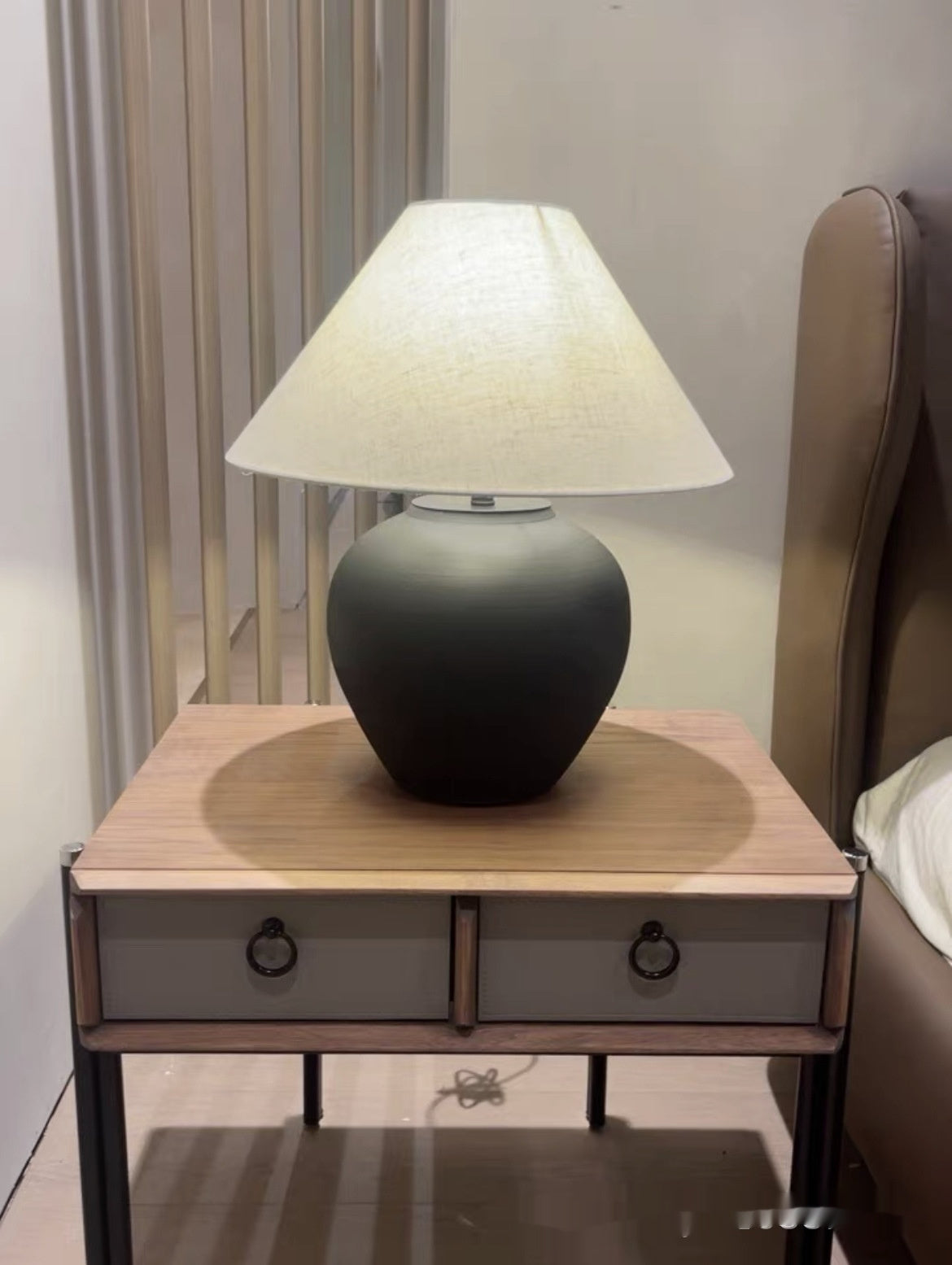 Hot New Items at Buy Center: Pottery Pot RETRO Study Room Decoration Bedroom Bedside Lamp