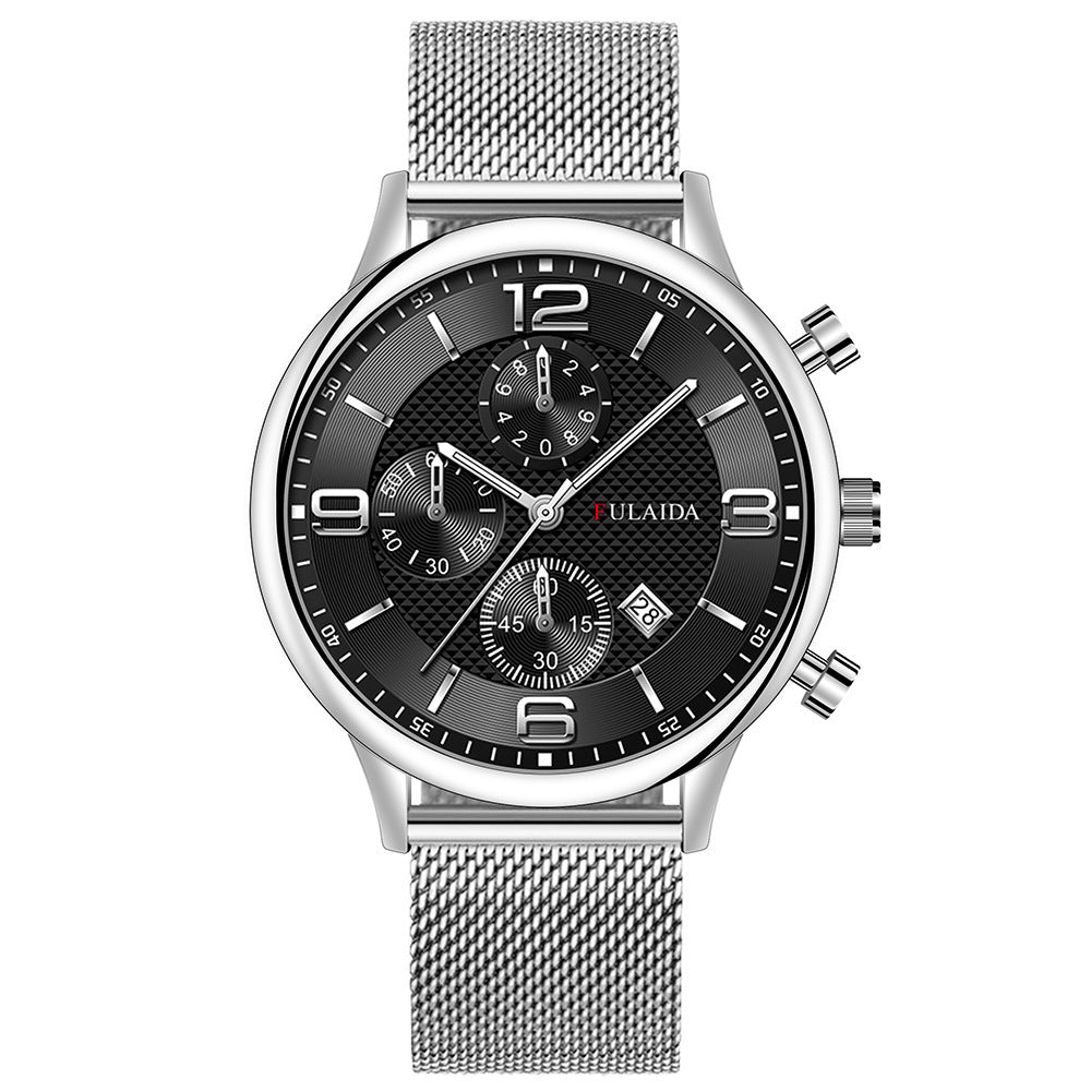 Mesh Strap Calendar Quartz Simple Casual All-match Men's Watch