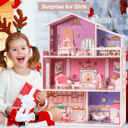 Fresh Arrivals at Buy Center: ROBOTIME 3 Levels Wooden Dollhouse Furniture Dreamhouse Girls Mansion Gift