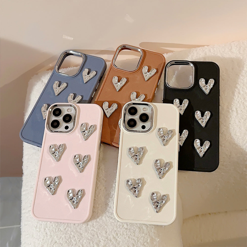 Just Arrived at Buy Center: Pleated Metallic Electroplating Heart Mobile Phone Shell