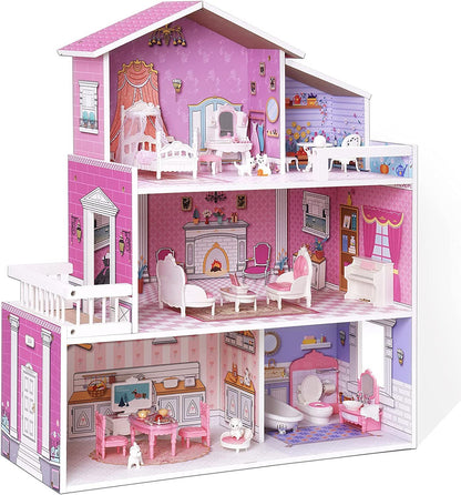 Fresh Arrivals at Buy Center: ROBOTIME 3 Levels Wooden Dollhouse Furniture Dreamhouse Girls Mansion Gift