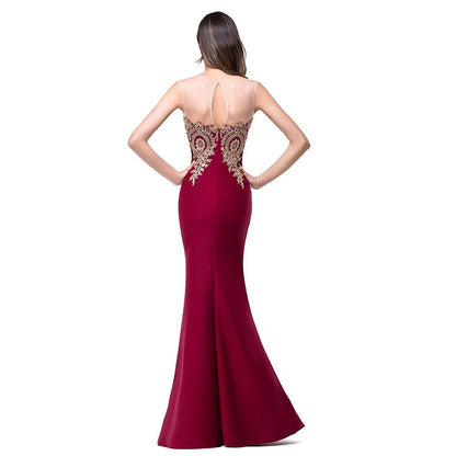 Amazon Europe dress sexy back hollow applique package hip dress fishtail skirt female perspective Buy Center