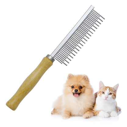 New Wooden Handle Grooming Comb For Dogs Cats Pet Wooden handle high and low tee