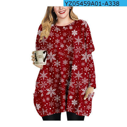 Long Christmas Snowflake Element Round Neck Dress Buy Center