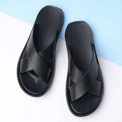 Men's Leather Summer Casual Slippers Buy Center