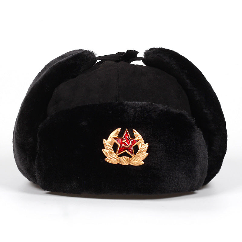 Sombrero con insignia soviética y casco anti-trueno