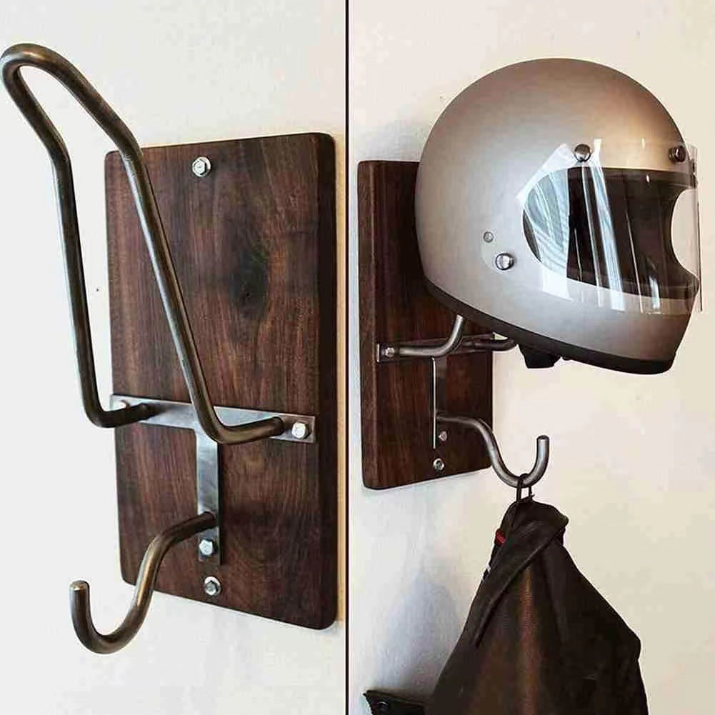 Just Arrived at Buy Center: Motorcycle Helmet Bracket Wooden Helmet Hook Motorcycle Helmet Storage Rack Coat Hook