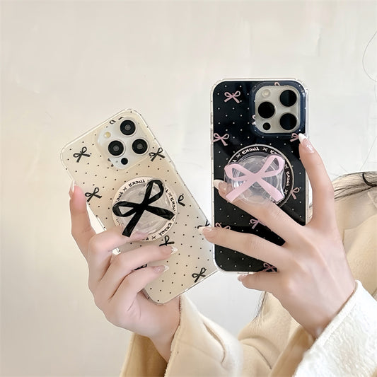 Fresh Arrivals at Buy Center: Women's Polka Dot Bow Magnetic Strap Bracket Phone Case