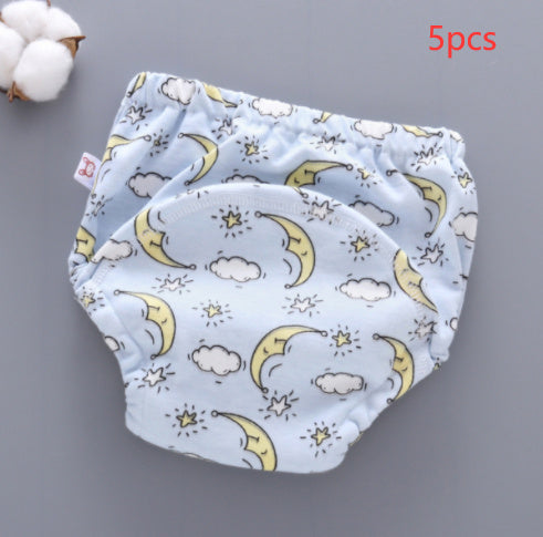 Hot New Items at Buy Center: Baby Training Pants Washable 6-layer Gauze Diaper Cover Moon 5PCS