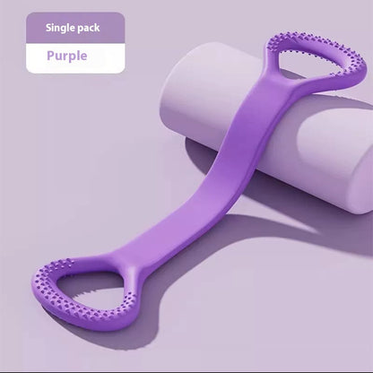 Newly Arrived at Buy Center: 8 Words Chest Expander Training Shoulder Thin Back Fitness Home Yoga Stretch Belt Thick Elastic String Milk Shell Purple 20 Lbs