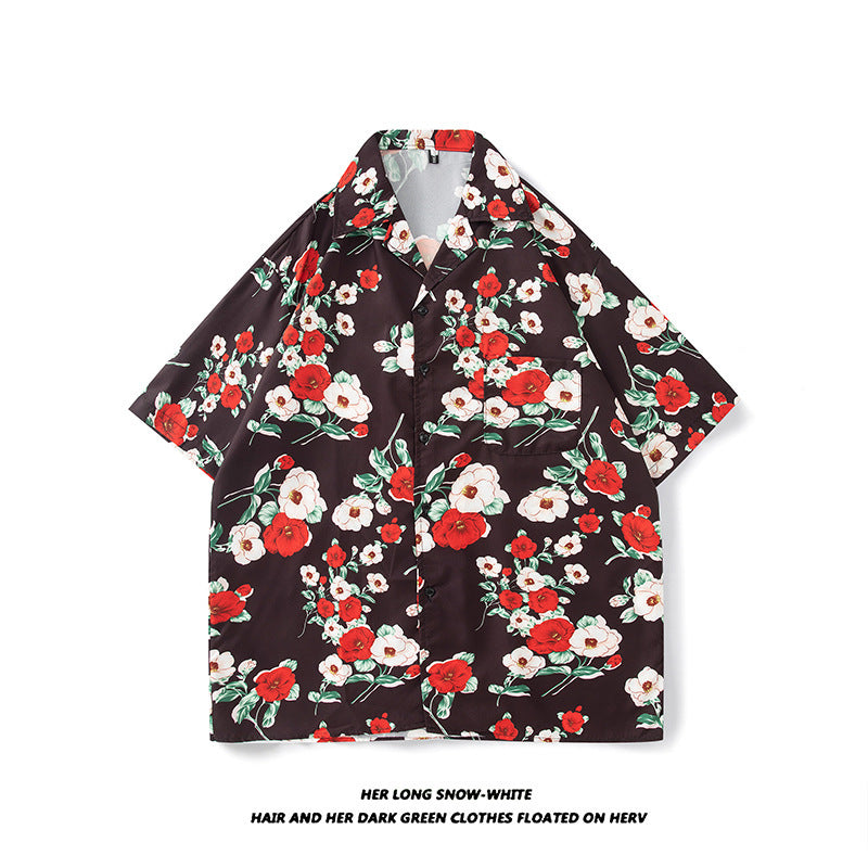 Now Available at Buy Center: Men's And Women's Retro Hong Kong Style Beach Printed Shirt D4025