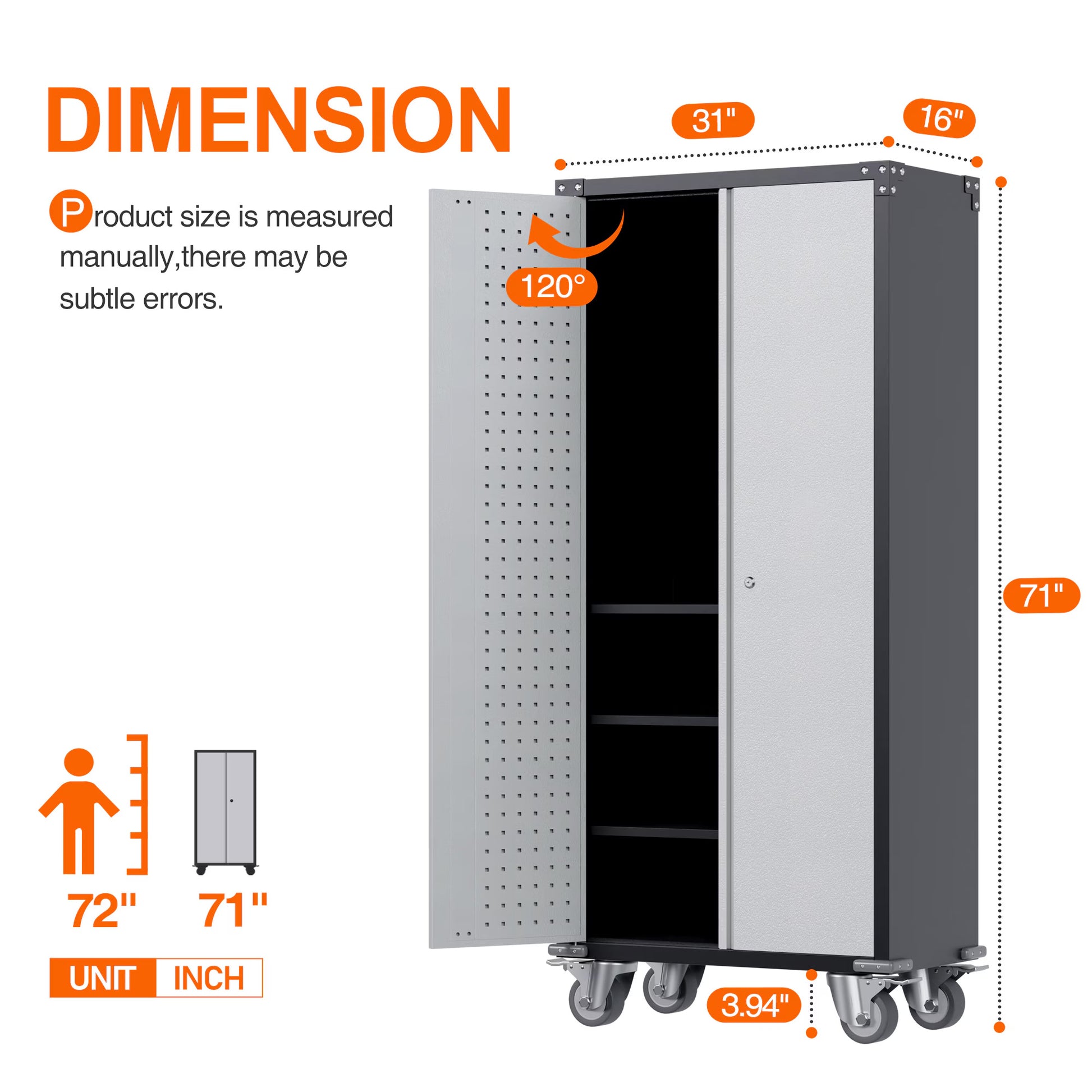 Metal Storage Cabinet With Pegboard And Wheels, Metal Utility Cabinets For Garage, Kitchen, Office Basement, Assembly Required Buy Center