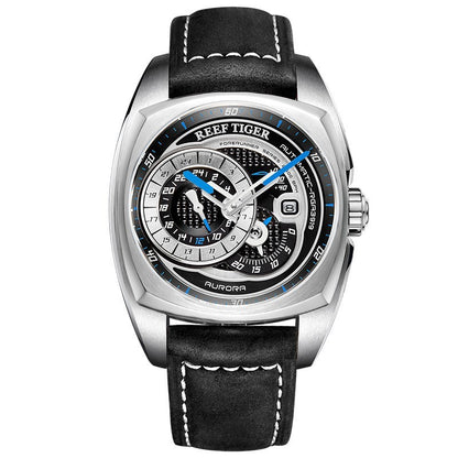 Buy Center Handpicked- Men's Sports And Leisure Fully Automatic Mechanical Watch Silver Black And Blue Needle