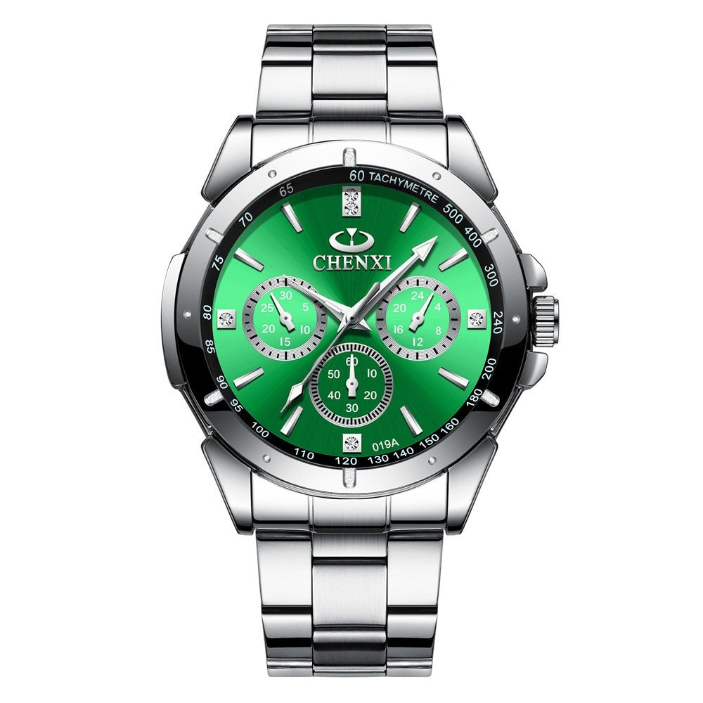 Buy Center Exclusive Offer-Waterproof Couple Quartz Watch Silver Green For Men