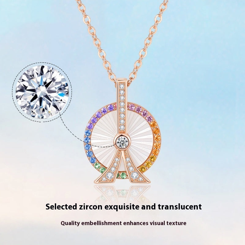 Buy Center Deal-S925 Sterling Silver Ferris Wheel Pendant Design Necklace