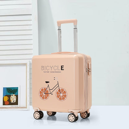 Fresh Arrivals at Buy Center: 18-inch Trolley Case Printed Pattern Luggage Small Children Suitcase Boarding Bag Suitcase Pink Lemon 18 Inches