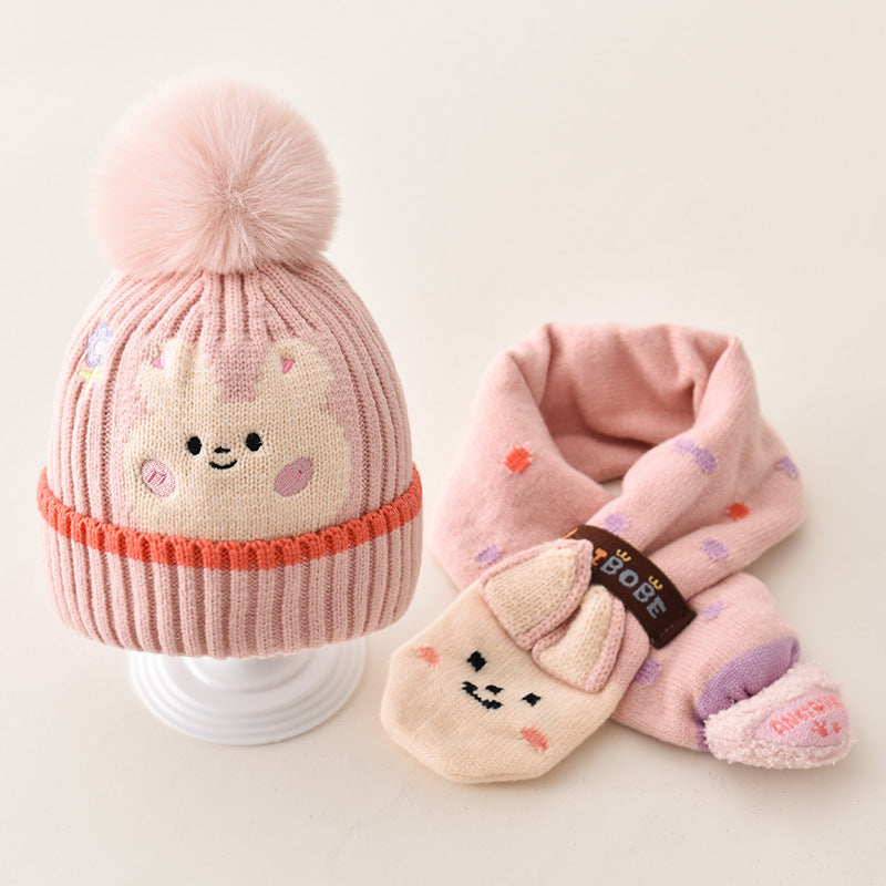 Children's Hat Baby Wool Earmuffs Hat Scarf Suit Buy Center