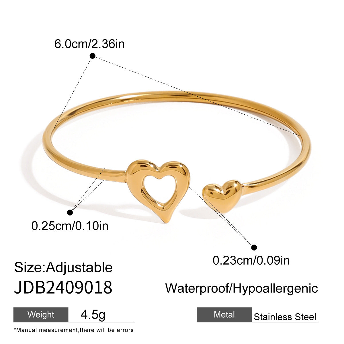 Stainless Steel Irregular Water Drop Open-ended Bracelet