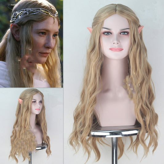 Peluca de hobbit, reina elfa, Kellantril, con orejas, pelucas de anime para cosplay