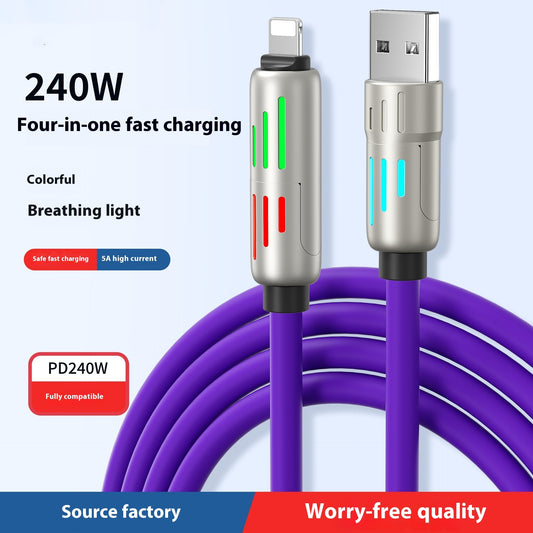 Fresh on the Scene at Buy Center: 240W Data Cable Fast Charging Two-to-two Charging Cable 1.2m 240W Two Drag Two Purple