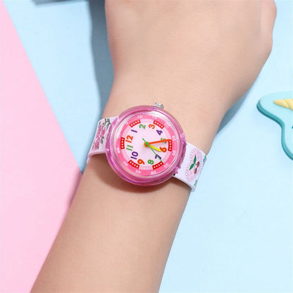 Reloj de silicona transparente con dibujos animados para niños