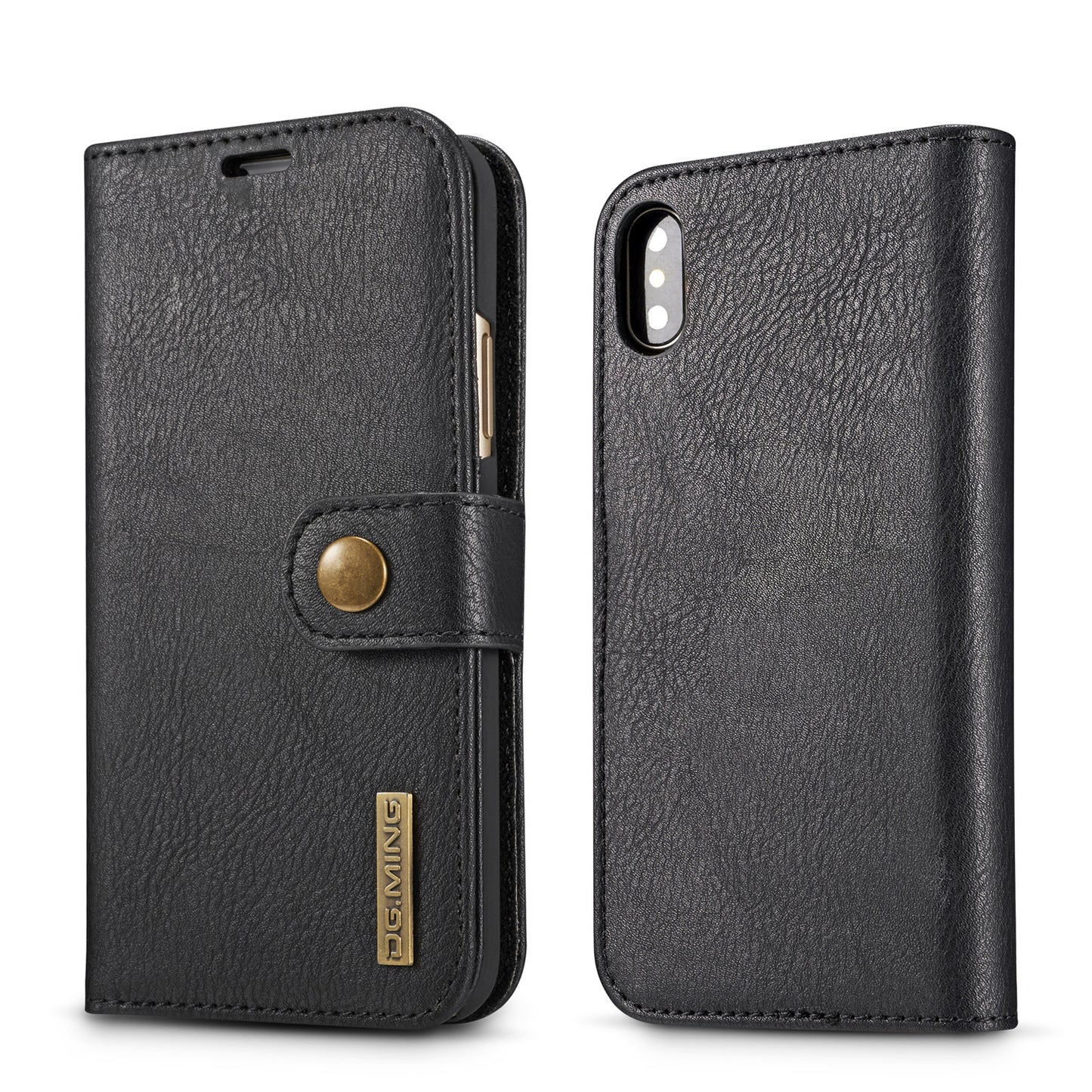 Just Arrived at Buy Center: Cowhide Two-fold Split Adsorption Mobile Phone Leather Case Black