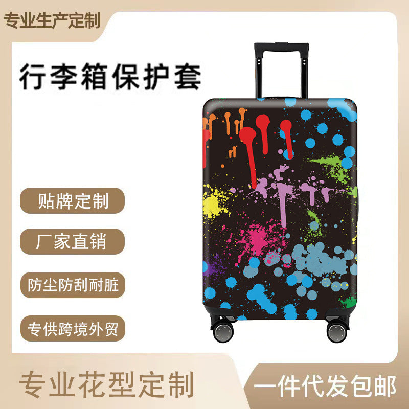 Newly Released at Buy Center: Trendy Unique Suitcase Suite Elastic Case Cover Luggage Protective Cover Travel Trolley Case Dust Cover 006style