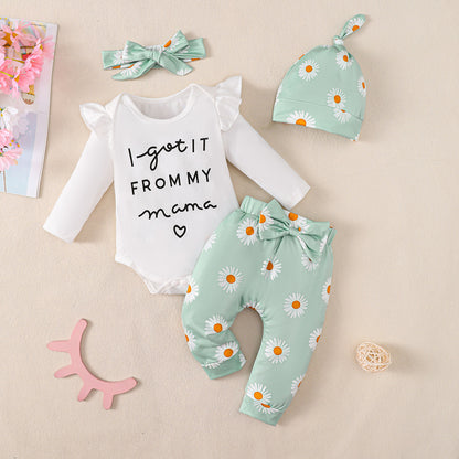 Fresh Arrivals at Buy Center: Baby Girl Cotton Romper 4-piece Set