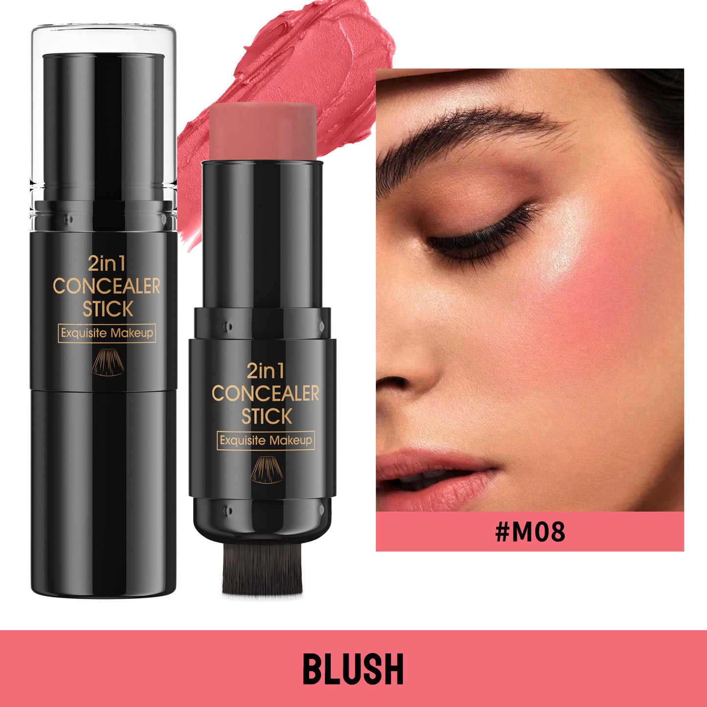 Lápiz de contorno de dos puntas Highlight Blush con brocha