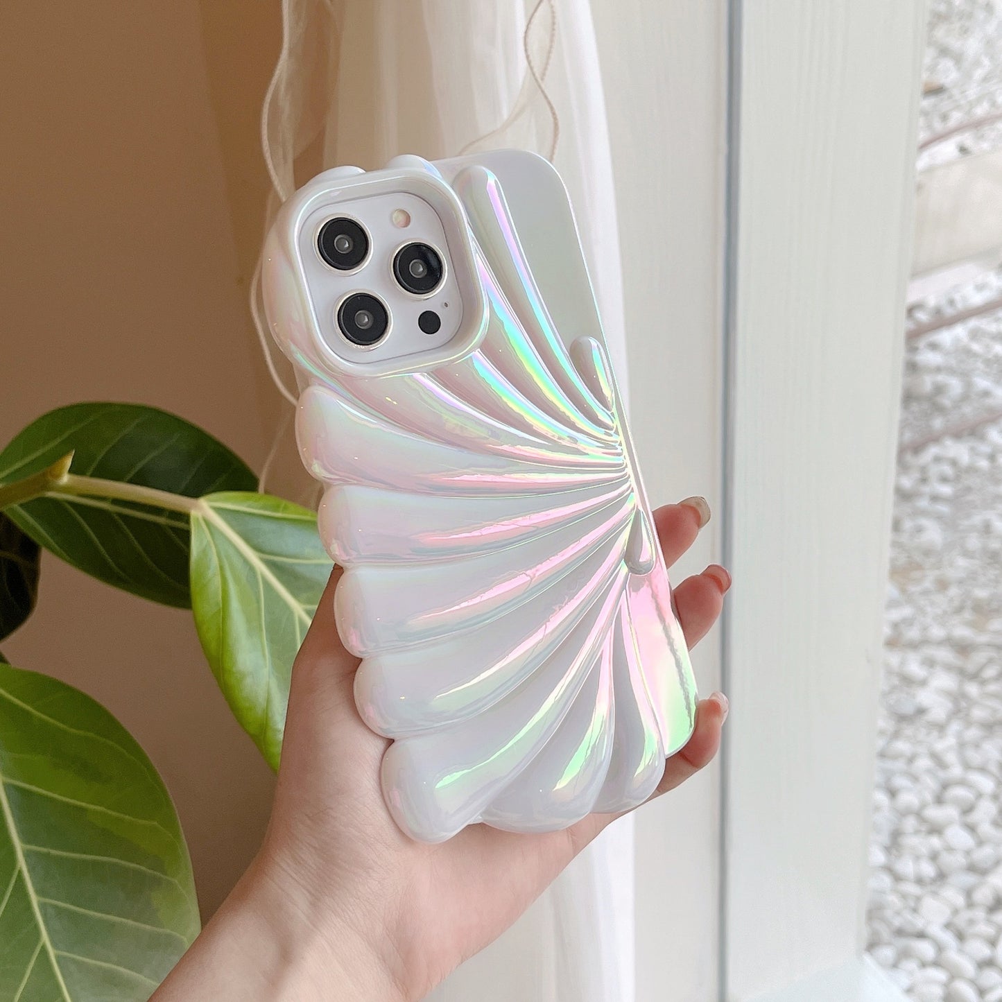 Fresh Arrivals at Buy Center: Color Plated Colorful Laser Shell Phone Case Bright White