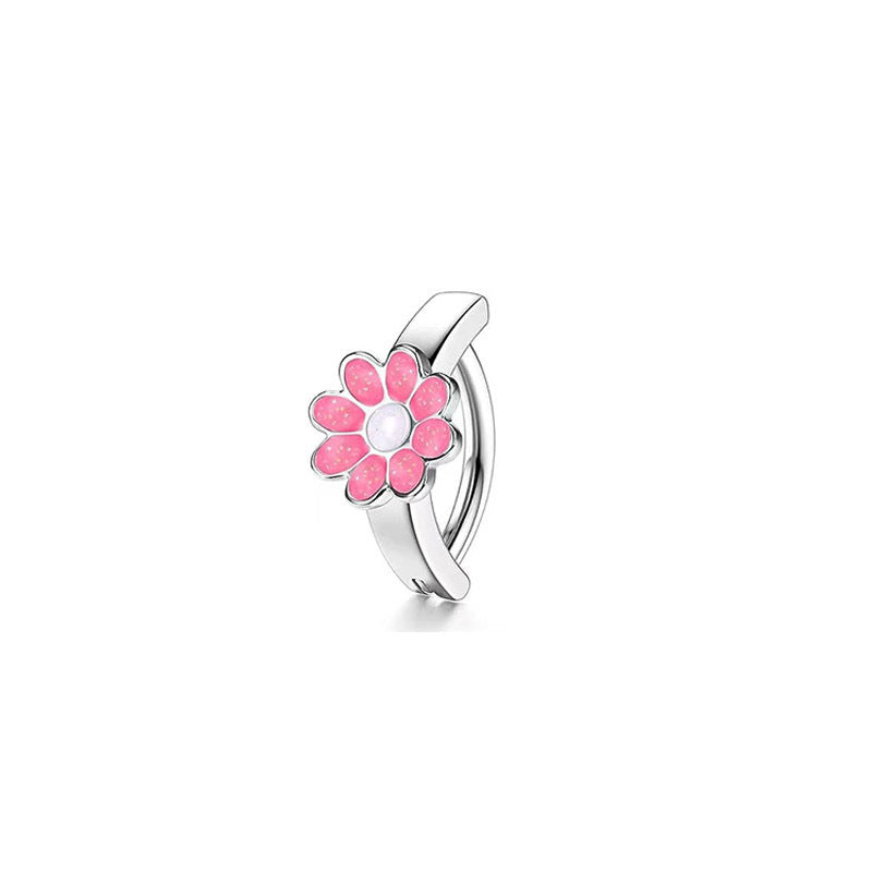 Buy Center Choice-Stainless Steel Copper Inlaid Zircon Belly Ring Ornament Flower Pink