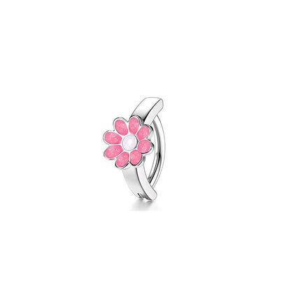 Buy Center Choice-Stainless Steel Copper Inlaid Zircon Belly Ring Ornament Flower Pink