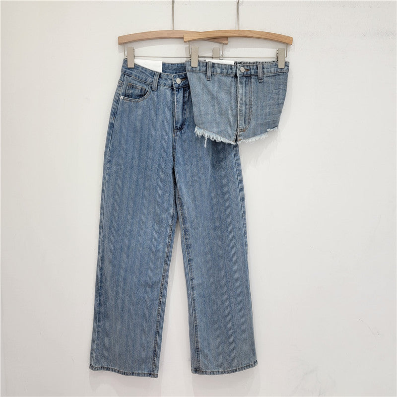 Buy Center Prestige-Wash Light Blue Denim Tube Top Trousers Suit Blue Suit