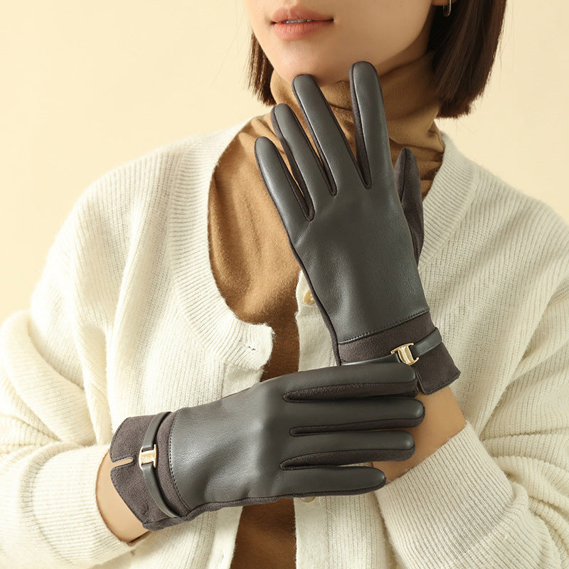 Warm-keeping And Cold-proof Plus Suede Velvet Gloves Buy Center