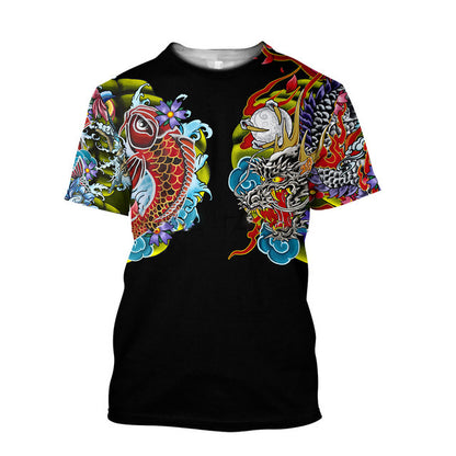 Camiseta de hombre 3D con estampado de samurái, camiseta holgada de cuello redondo