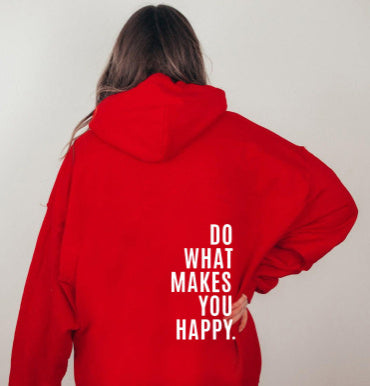 Fresh Arrivals at Buy Center: Loose Sport Hoodie Do What Makes You Happy Print Sweatshirt Hooded Clothing Red