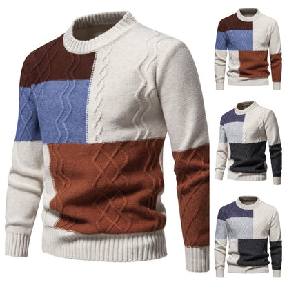 Color-block Crew Neck Knitwear For Men