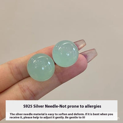 Buy Center Picks-Jelly Color Ball Stud Earrings Women's Light Luxury High-grade Temperament Jelly Blue