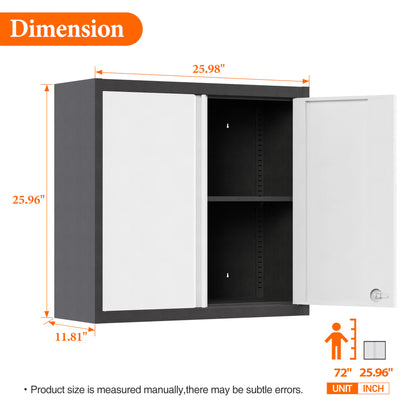 Metal Wall Cabinets For Storage With Lock,Steel Garage Hanging Cabinet With 1 Adjustable Shelf And 2 Doors,Garage Cabinet Upper,Wall Mounted Metal Cabinet For Office And Home Buy Center