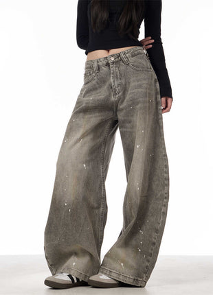 Jeans rétro Splash-ink pour femme Pantalon Machete Couple