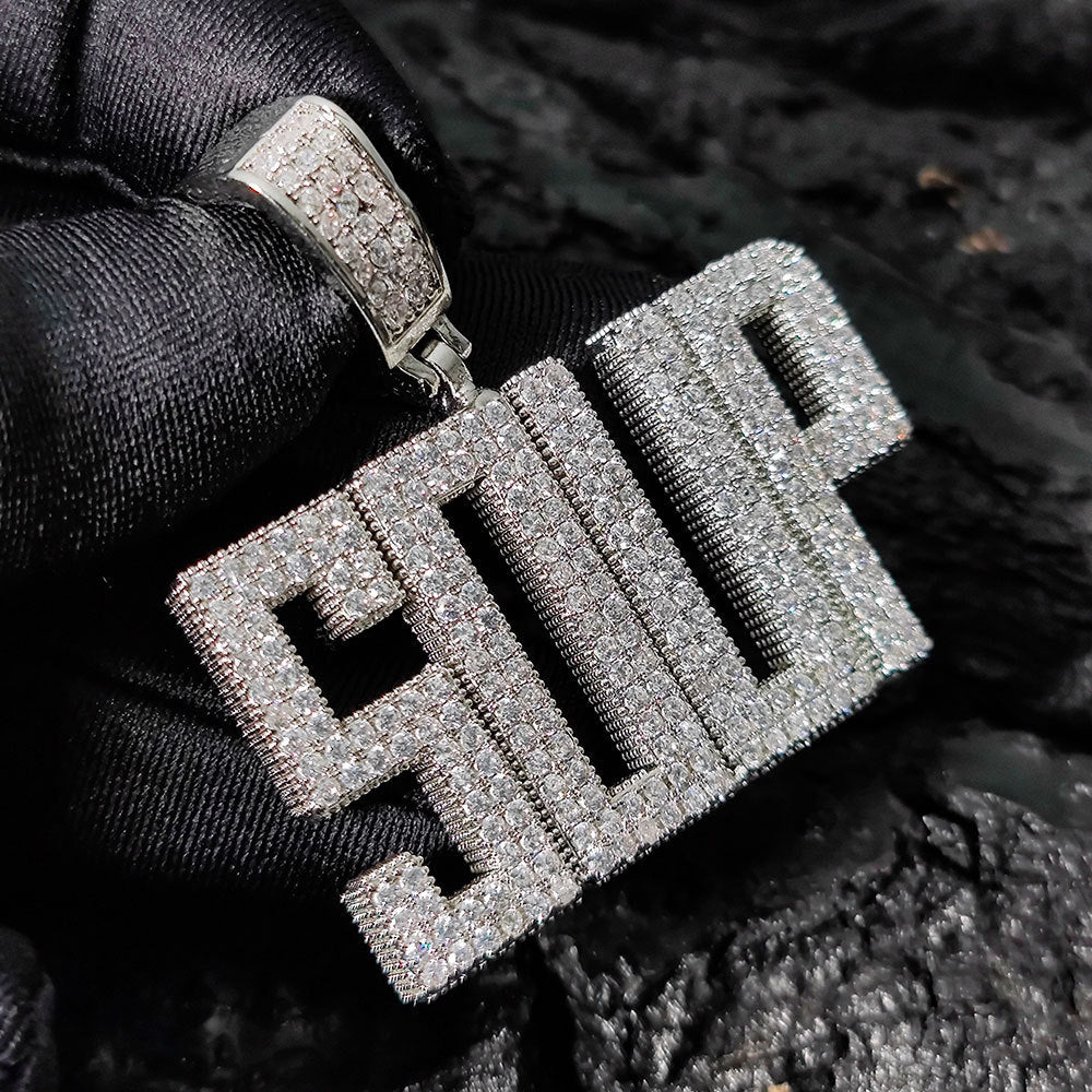 Fresh Arrivals at Buy Center: Hip Hop Copper With Zirconia Block Letter Pendant Necklace