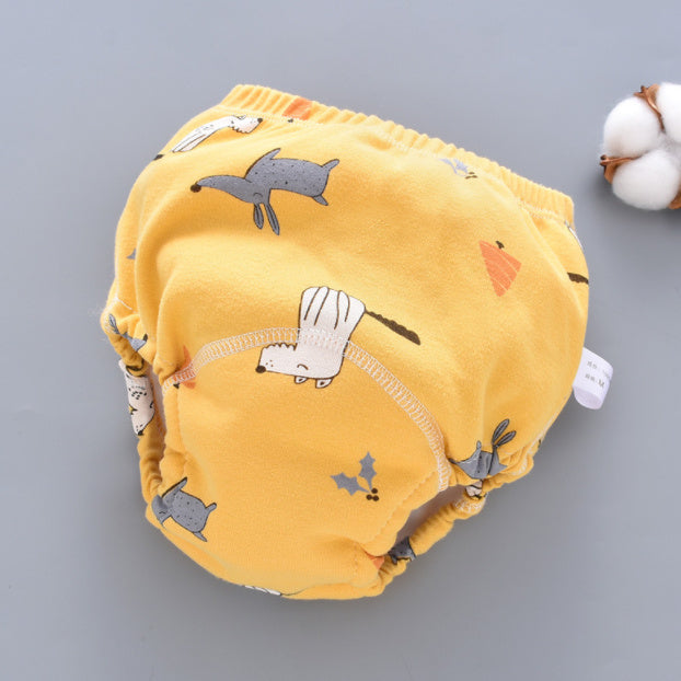 Hot New Items at Buy Center: Baby Training Pants Washable 6-layer Gauze Diaper Cover Yellow small animal 1PC